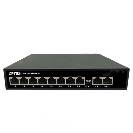 DPTEK 8 Port 100Mbps PoE + 2 100Mbps Switch
