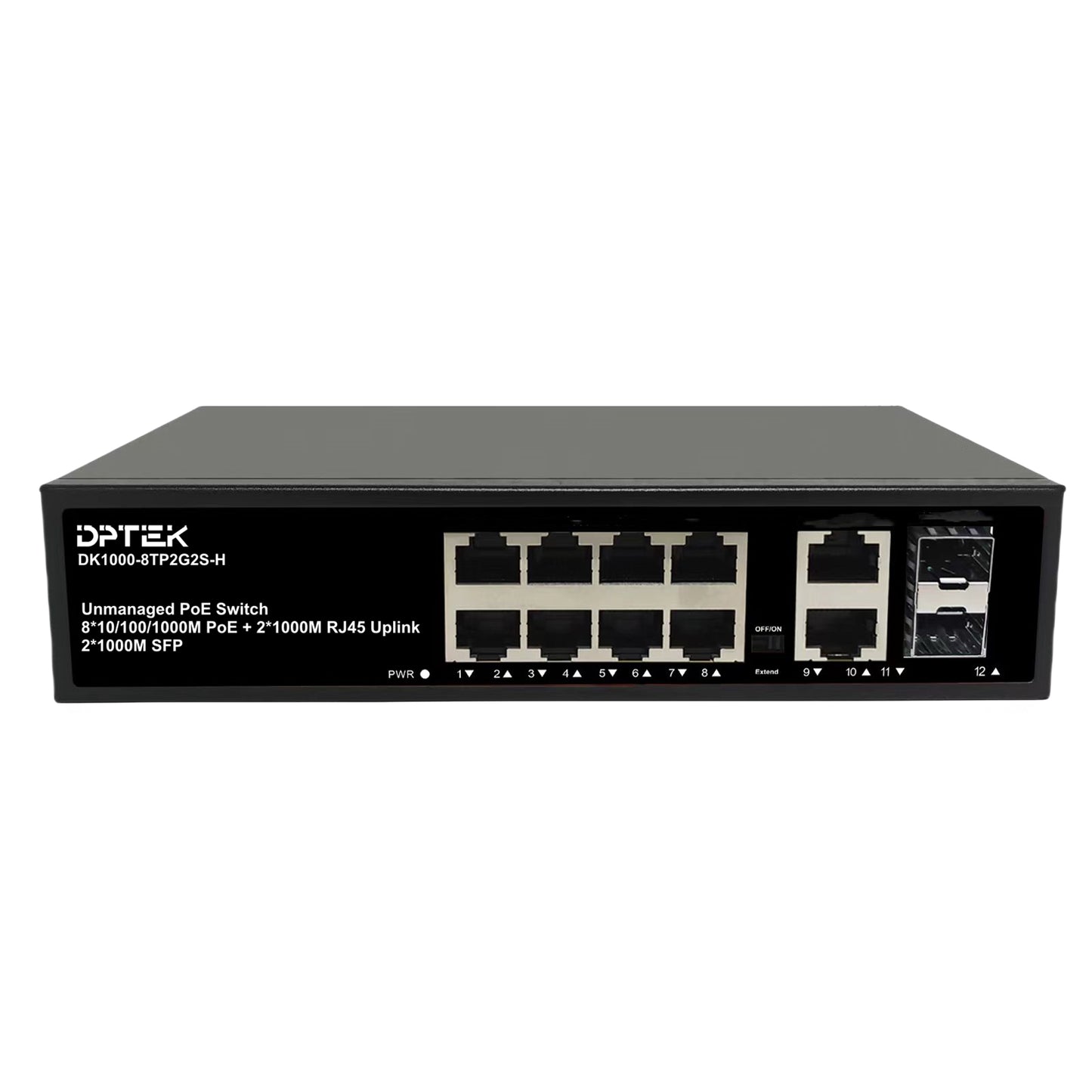 DPTEK 8 Port Gigabit PoE + 4 Port Switch