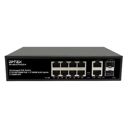 DPTEK 8 Port Gigabit PoE + 4 Port Switch