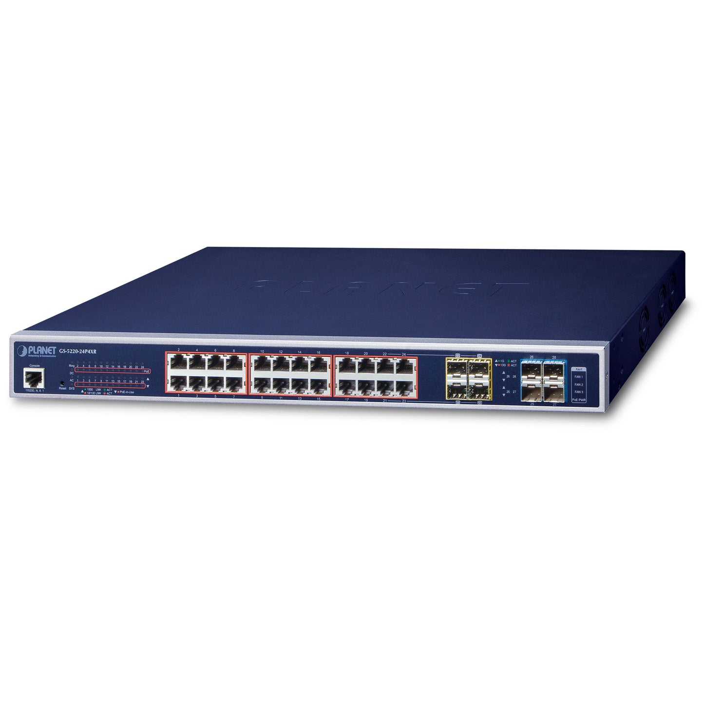 L3 24-Port Gigabit 802.3at PoE + 4-Port 10G SFP+ Managed Switch