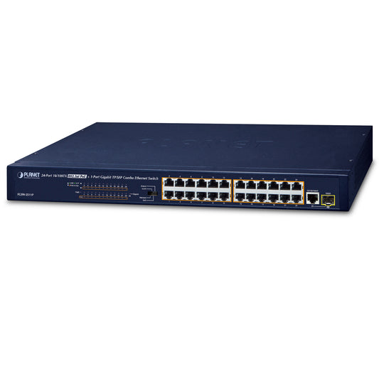 24-Port 10/100BASE-TX 802.3at PoE + 1-Port Gigabit TP/SFP