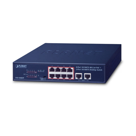 8-Port 10-100Mbps PoE 120W + 2-Port Switch