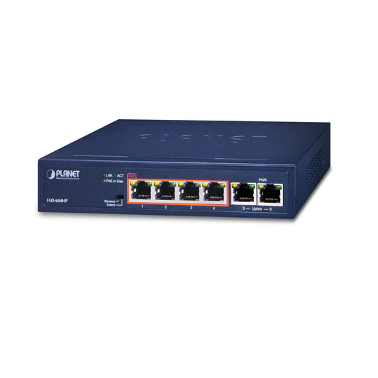 6 Port Managed 10-100Mbps PoE Switch (60w)